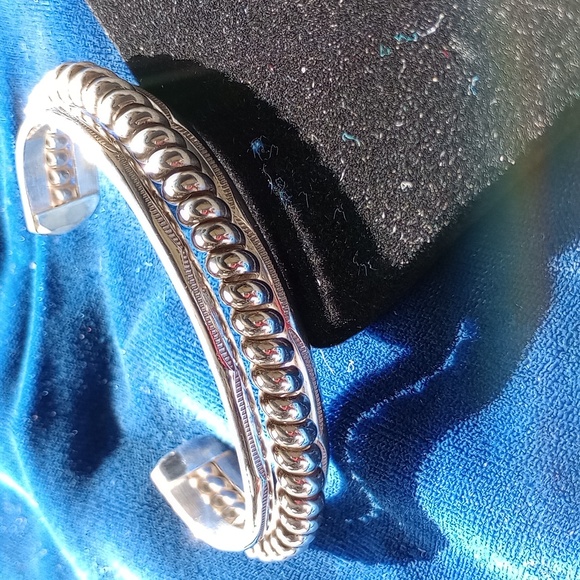 Sterling Silver Twisted Coil Cuff Bracelet Stamped Sterling - Picture 7 of 16